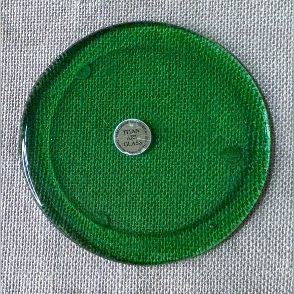 Vintage Other - Vintage Titan Art Glass Green Round Trivet Candle Holder Fairy Goblin Core